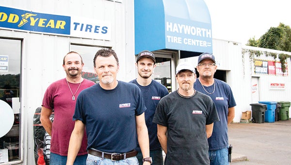 Photo by Bryce Phillips For the last seven years, Hayworth Tires has been the Reader's Choice for best tire store, and this year was no exception. Pictured are Front row, left to right, Owner Kevin Hayworth and D.J. Helmick. Back row, left to right, Shannon Hilmon, Zack Hayworth, and Eddie Whitaker.