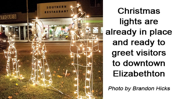 Photo by Brandon Hicks Christmas lights are already in place and ready to greet visitors to downtown Elizabethton.