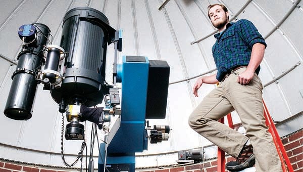 Contributed Photo/East Tennessee State University Joseph McNeil, of Elizabethton, will graduate from ETSU on Saturday with a double major in physics and mathematics. He is seen here in the Powell Observatory at the college.