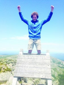 Contributed Photo 17-year-old Luke Collins celebrates on Katadin Mountain in Maine after finishing the Appalachian Trail.