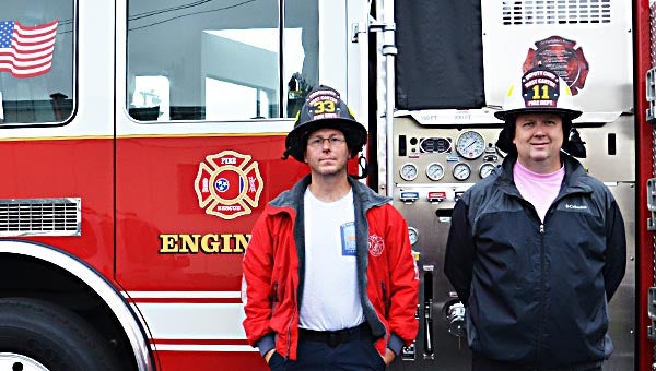 Star Photo/Rebekah Price Landon Humphreys and David Howland are firefighters with the West Carter County Volunteer Fire Department.