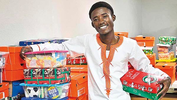 Contributed Photo Kojo Abakah, a student at Tusculum College, came to America from Ghana, West Africa after being moved by the generosity of Operation Christmas child and the message that it brought with it--that Jesus loves him.
