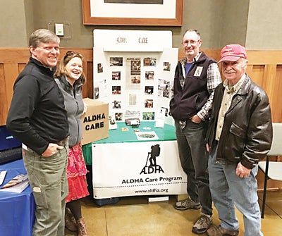 Contributed Photo Some through-hikers and members of the Tennessee Eastman Hiking and Canoing Club gather round to help promote ALDHA's Care program.