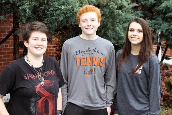 (From left) Emily Jenkins, Blaye Davis and Katelyn Whicker have been nominated for Youth of the Year.